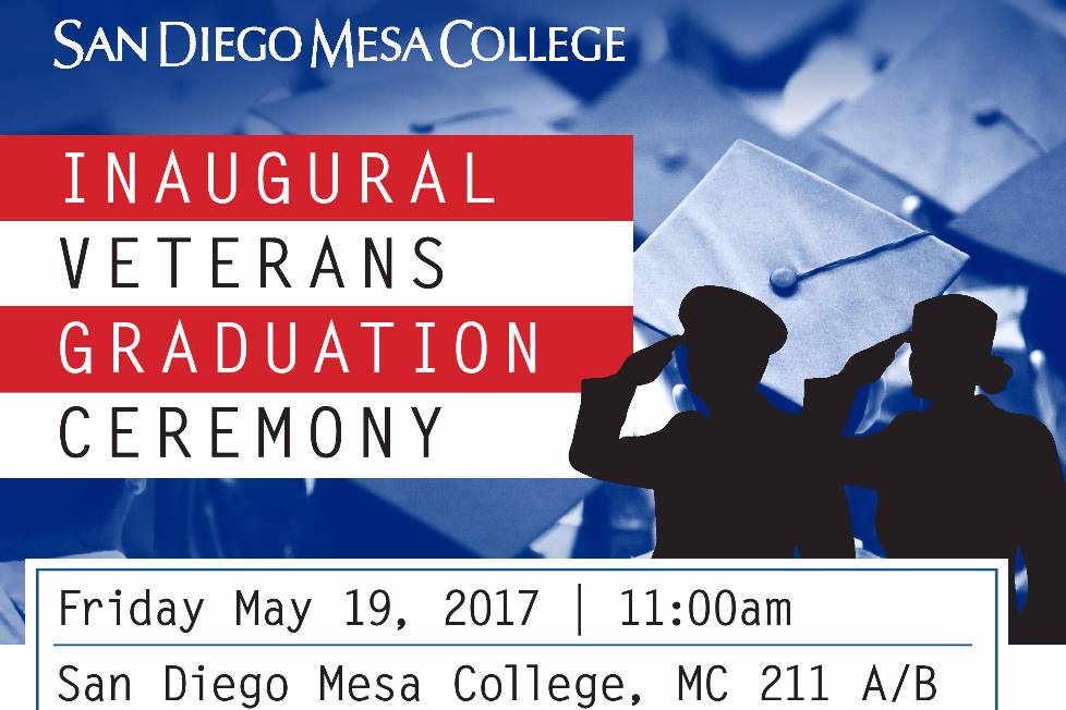 San Diego Mesa College’s veteran community will celebrate students that are graduating and/or transferring during an inaugural Veterans Graduation Ceremony on Friday, May 19 at 11 a.m. 